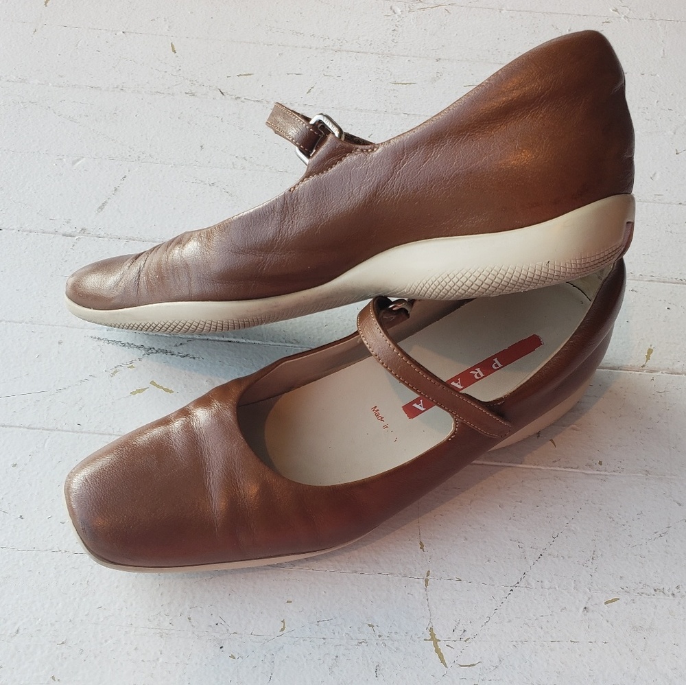Brown leather Prada shoes